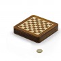 Chess set magnetico quadrato con scacchi e cassetto in legno naturale palissandro e acero intarsiato a mano.