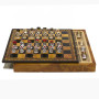 Chess Set Completo di Scacchi "LA POKERINA" in Alabastro e Resina Dipinti a Mano e Scacchiera con Box Contenitore in Similpelle