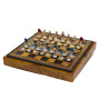 Chess Set Completo di Scacchi "ANTICA ROMA" in Alabastro e Resina Dipinti a Mano e Scacchiera con Box Contenitore in Similpelle