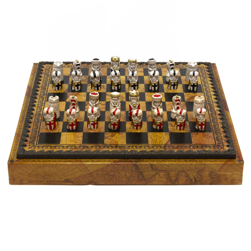 Scacchi Crociati In Alabastro E Resina E Dipinti A Mano - Foto 9